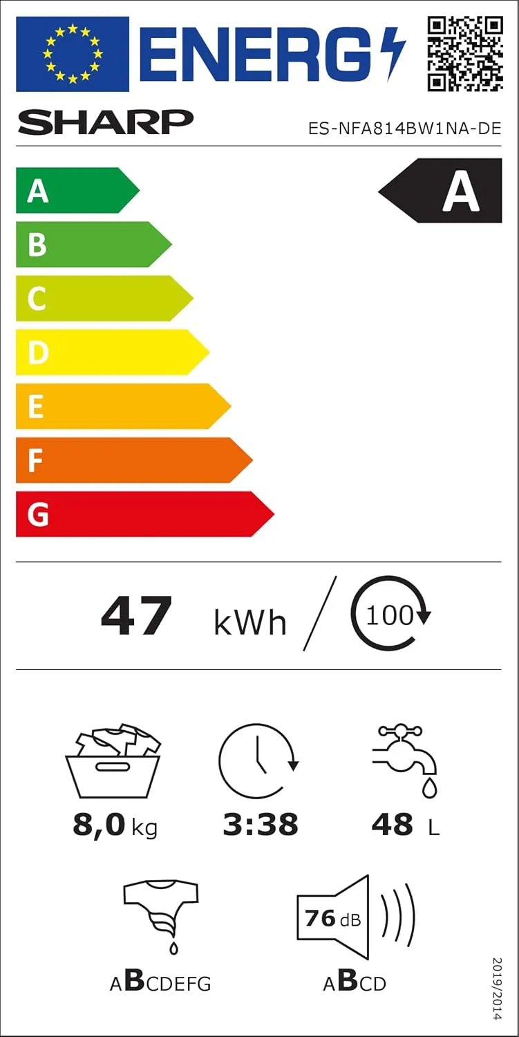 LAVATRICE SHARP ES-NFA814BW1NNA-EE 8 KG A AllergySmart - 11