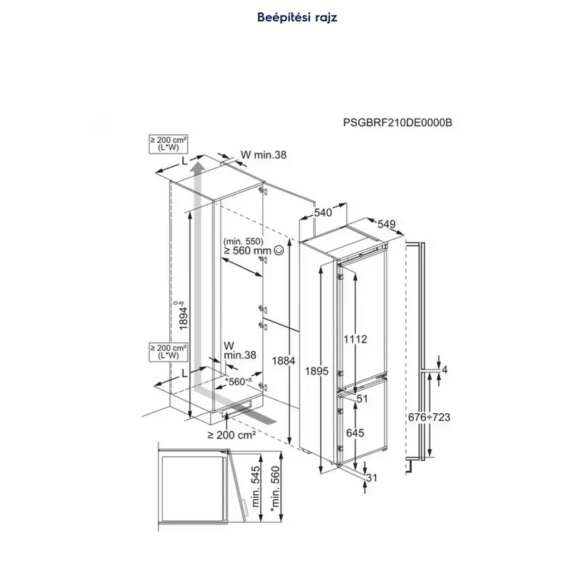 REFRIGERATOR ELECTROLUX ENA7CD19S I89CM NO FROST BUILT-IN Series 700 - 8